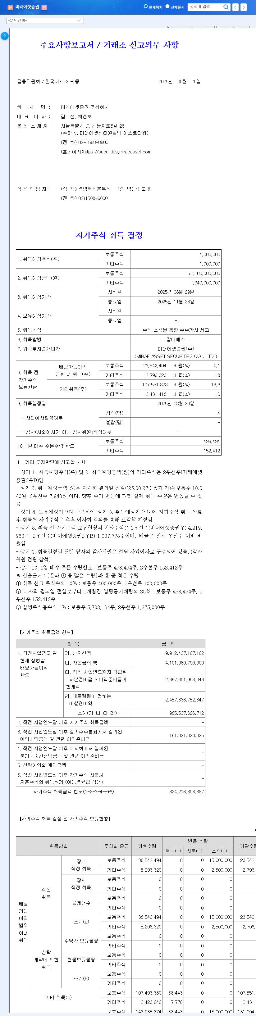 Mirae Asset Securities Announces KRW 80 Billion Share Buyback: What Does it Mean for Investors? 관련 이미지