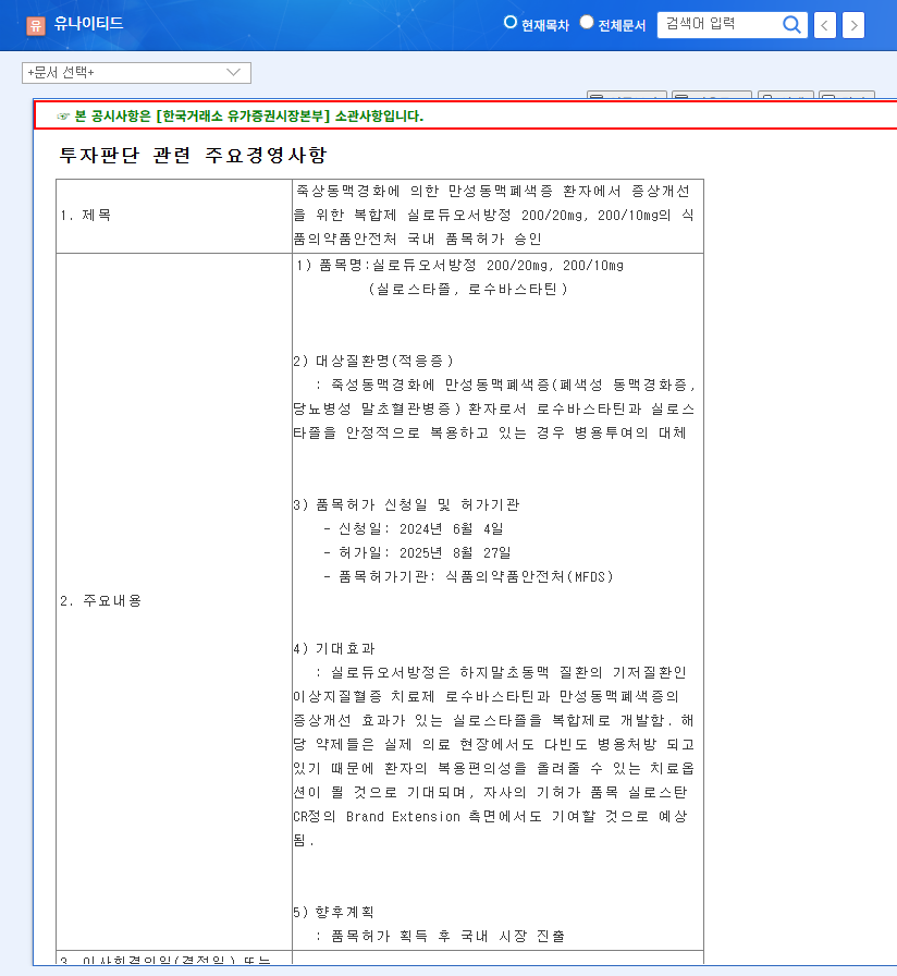 Korea United Pharm Receives Approval for Siloduo SR: Investment Opportunity? 관련 이미지