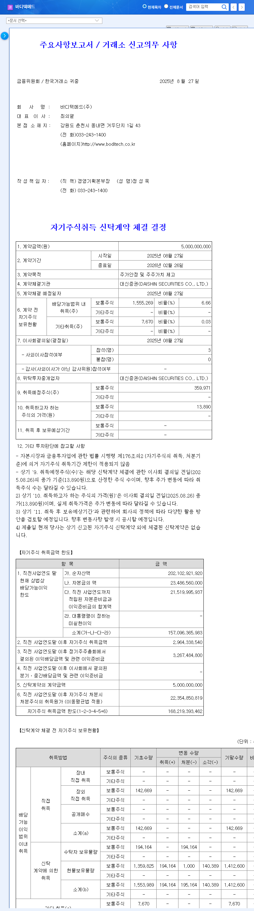 Bodytech Med Announces ₩5 Billion Share Buyback: Impact on Stock Price and Investment Strategy 관련 이미지