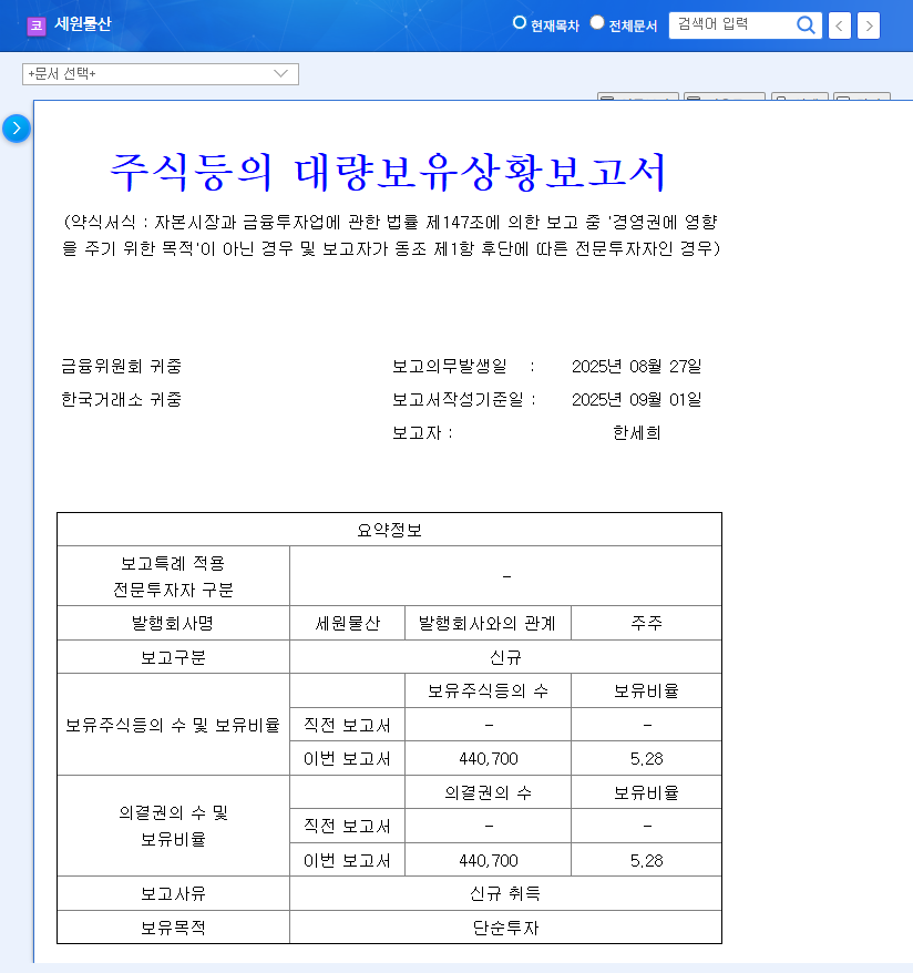 Sewon Corporation: 5% Stake Acquisition - Investment Opportunity? 관련 이미지