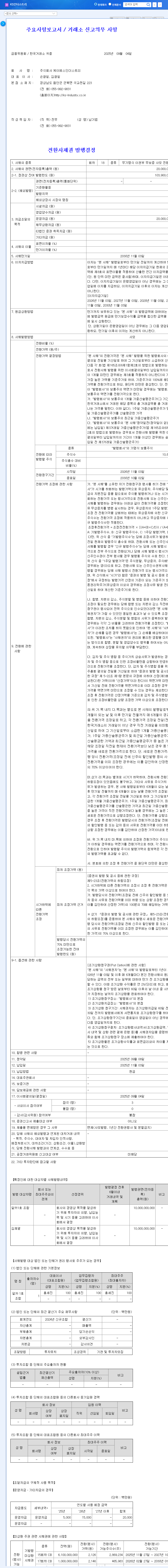 KS Industry Issues $20 Billion Convertible Bonds: Diversification vs. Dilution - Is it a Good Investment? 관련 이미지