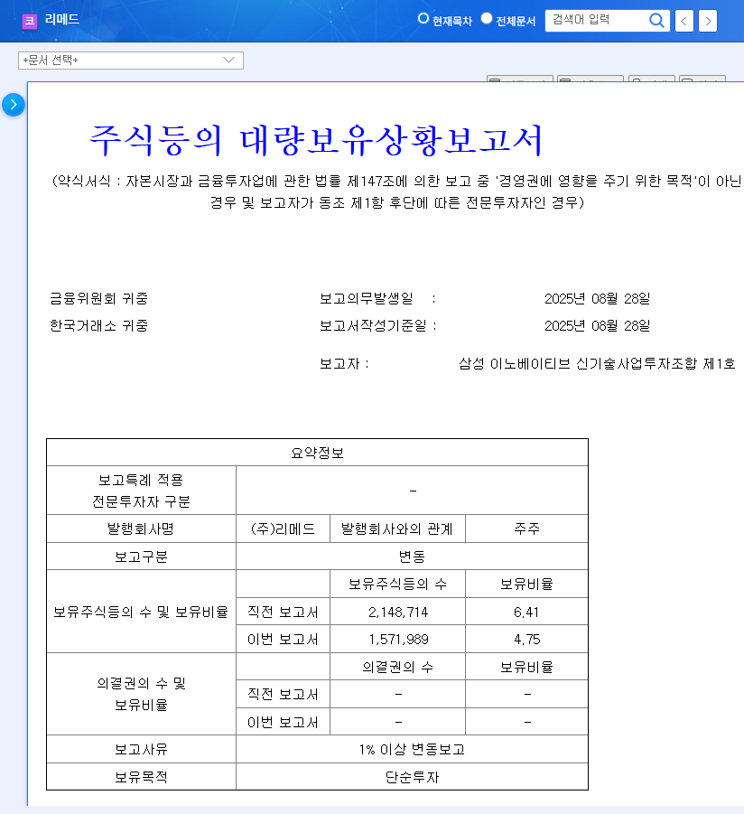 Remed Stock Forecast: Analyzing Samsung's Stake Change (September 2025) 관련 이미지