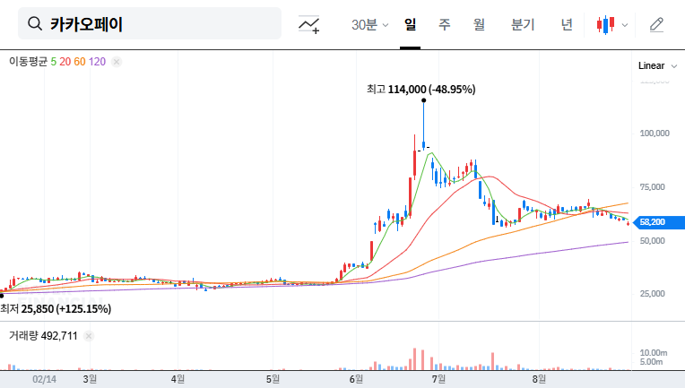 Kakao Pay Announces ₩100 Billion Rights Offering: Impact and Investment Strategy 대표 차트 이미지